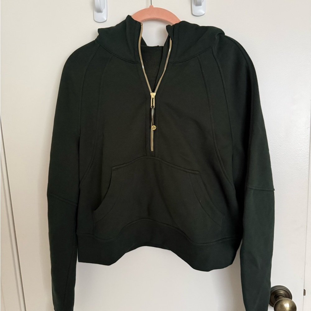 Women's Dark Green Lulu Lemon Half-Zip Hooded Pullover